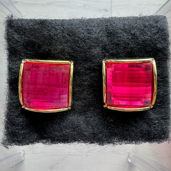 VINTAGE PINK & GOLD Clip On Earrings 💖 - Picture 1 of 6